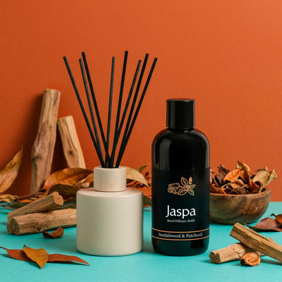 Sandalwood & Patchouli Reed Diffuser Set โ Jaspa reed diffuser set