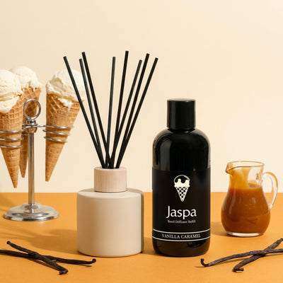 Vanilla Caramel Reed Diffuser Set โ Jaspa reed diffuser set