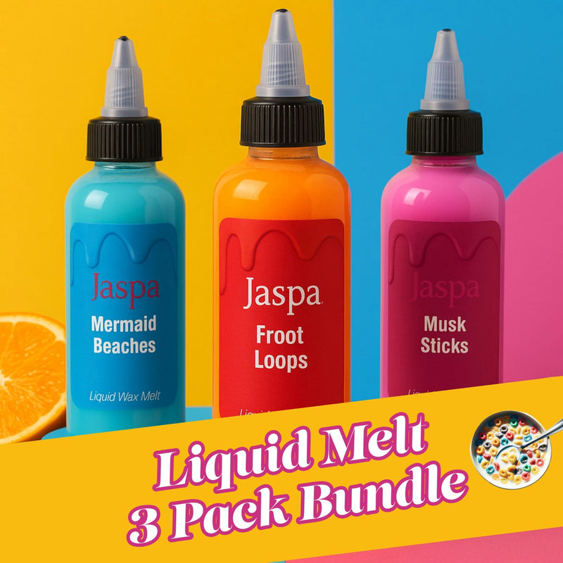 Jaspa liquid wax melt 3-pack bottles in a row