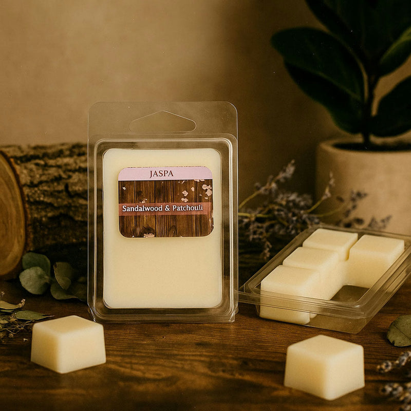 Jaspa Sandalwood and Patchouli wax melts for a calm home atmosphere