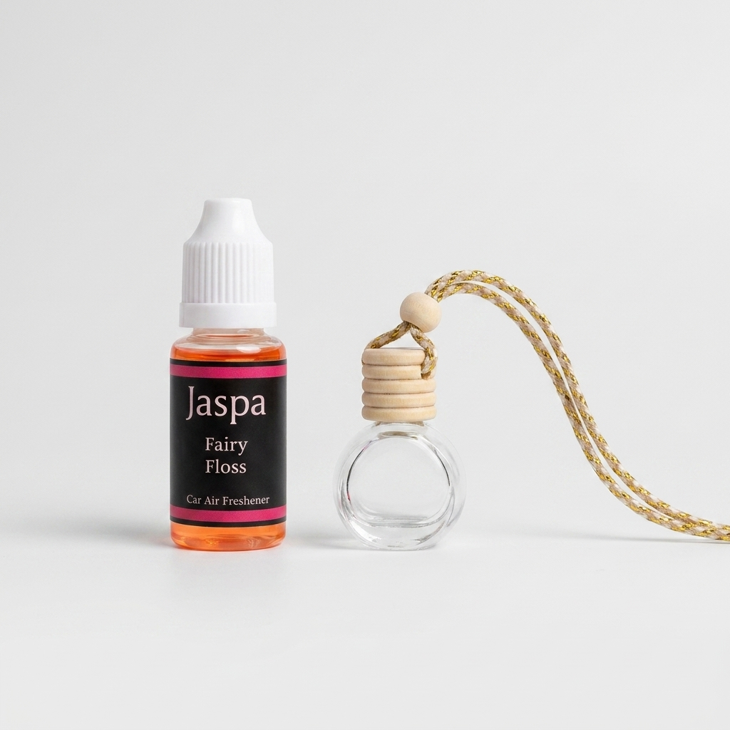 Fairy Floss Car Diffuser with Refill on grey studio background