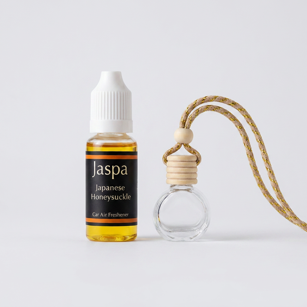 Japanese Honeysuckle Car Diffuser with Refill on grey studio background