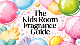 The Kids Room Fragrance Guide illustration with pastel bubbles and playful watercolour style