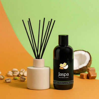 Pistachio, Coconut & Salted Caramel Reed Diffuser Set – Jaspa reed diffuser set